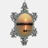 チャオプラヤ川サンセット…アユタヤ（タイ） スノーフレークピューターオーナメント (左)