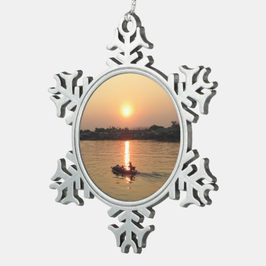 チャオプラヤ川サンセット…アユタヤ(タイ) スノーフレークピューターオーナメント (右)