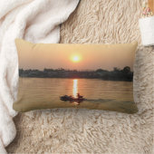 チャオプラヤ川サンセット…アユタヤ（タイ） ランバークッション (ブランケット)