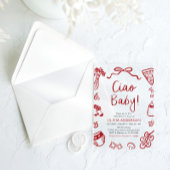 チャオベビーお洒落イタリアンピザかわいい赤ちゃんシャワー アクリル招待状