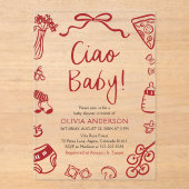 チャオベビーお洒落イタリアンピザかわいい赤ちゃんシャワー アクリル招待状 (正面)