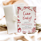 チャオベビーお洒落イタリアンピザかわいい赤ちゃんシャワー 招待状
