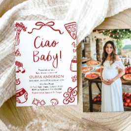 チャオベビーお洒落イタリアンピザかわいい赤ちゃんシャワー 招待状