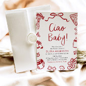 チャオベビーお洒落イタリアンピザかわいい赤ちゃんシャワー 招待状