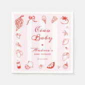 チャオベビーイタリアンハンドドロンレモンベイビーシャワー スタンダードカクテルナプキン (正面)