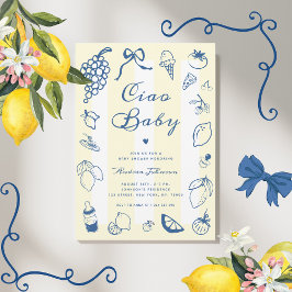 チャオベビーイタリアンハンドドロンレモンベイビーシャワー 招待状