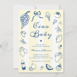 チャオベビーイタリアンハンドドロンレモンベイビーシャワー 招待状