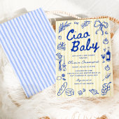チャオベビーイタリアンバンビノハンドドローベイビーシャワー 招待状