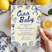 チャオベビーイタリアンバンビノハンドドローベイビーシャワー 招待状