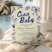 チャオベビーイタリアンバンビノハンドドローベイビーシャワー 招待状