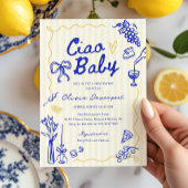 チャオベビーイタリアンバンビノハンドドローベイビーシャワー 招待状