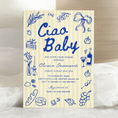 チャオベビーイタリアンバンビノハンドドローベイビーシャワー 招待状