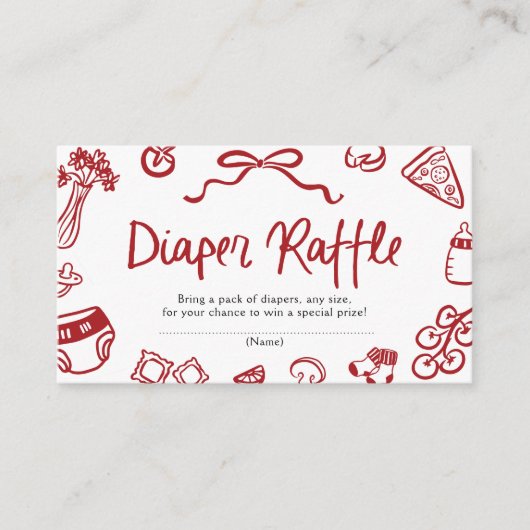 チャオベビーイタリアンピザベビーシャワーおむつラッフル エンクロージャーカード (正面)