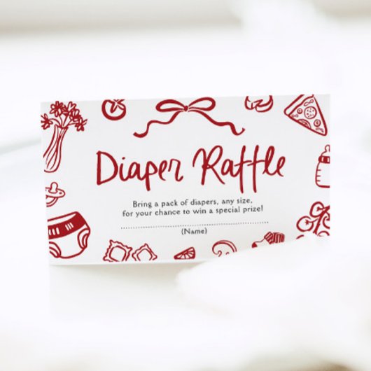 チャオベビーイタリアンピザベビーシャワーおむつラッフル エンクロージャーカード