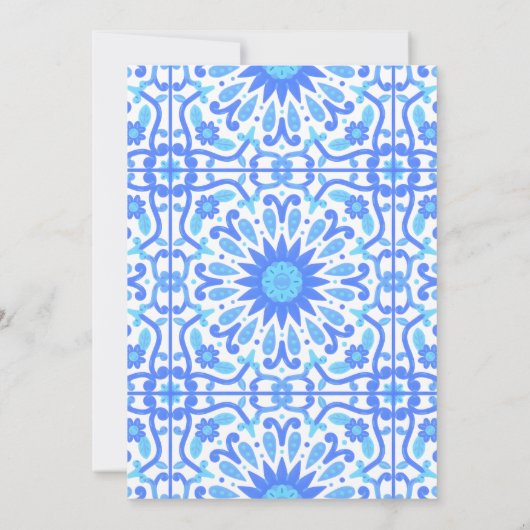 チャオベビーイタリアンブルータイルイエローベイビーシャワー 招待状 (裏面)