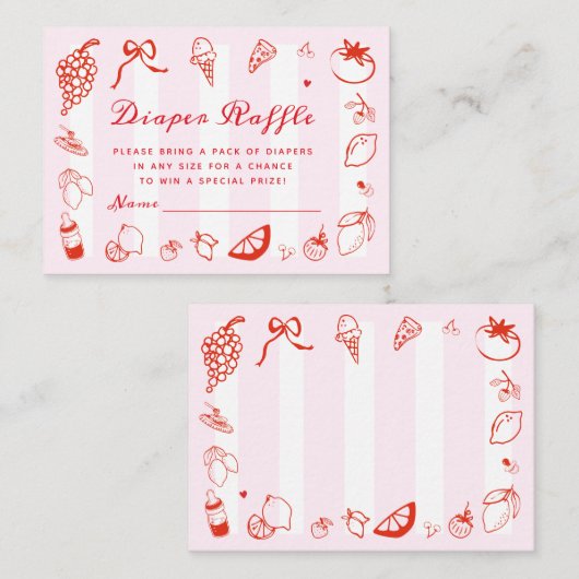 チャオベビーイタリアンベビーシャワーおむつラッフル エンクロージャーカード (正面/裏面)