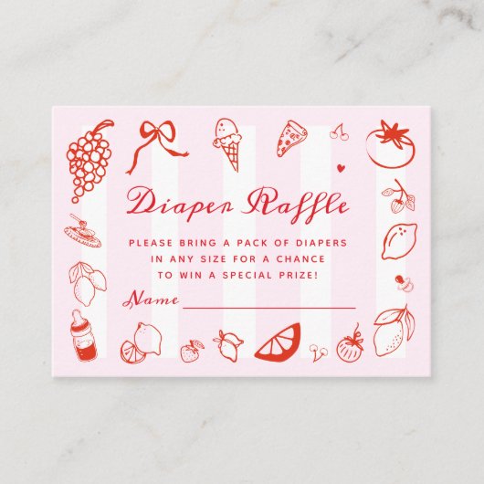 チャオベビーイタリアンベビーシャワーおむつラッフル エンクロージャーカード (正面)