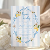 チャオベビーイタリアンレモンブルー弓ベビーシャワー 招待状