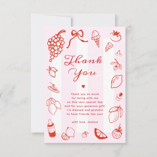 チャオベビーイタリアン手引き赤ちゃんシャワー サンキューカード (正面)