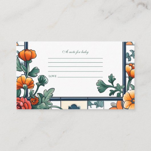 チャオベビーイタリインスパイアアベビーシャワーベビー用メモ エンクロージャーカード (正面)