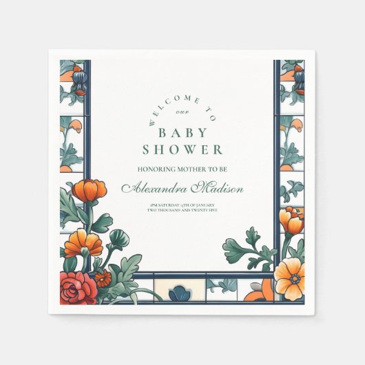 チャオベビーイタリインスパイアアベビーシャワー スタンダードカクテルナプキン (正面)