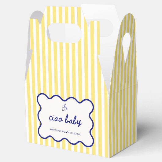 チャオベビーハンドドロッドブルー&イエローベビーシャワー フェイバーボックス (オープン)