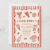 チャオベビーハンドドローイタリアンドベビーシャワー 招待状 (正面)