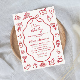 チャオベビーハンドドローイタリアンドレモンベイビーシャワー 招待状