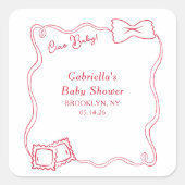 チャオベビーハンドドローイタリアンパスタベイビーシャワー スクエアシール (正面)