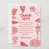 チャオベビーハンドドローピザベビーイタリアンシャワー サンキューカード (正面)