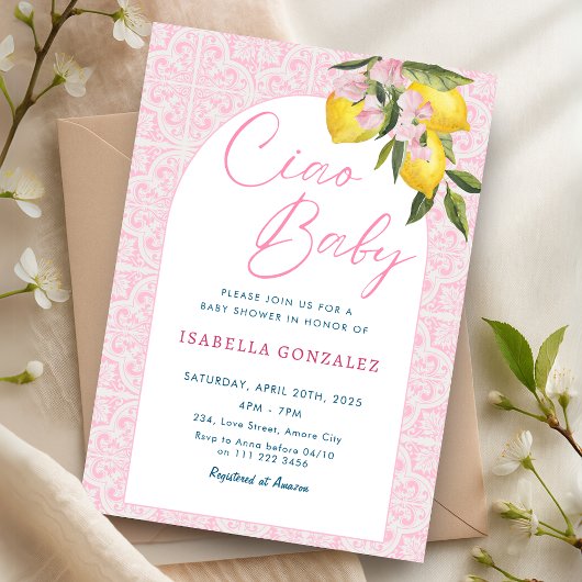 チャオベビーバンビナアマルフィイタリアンベビーシャワー 招待状