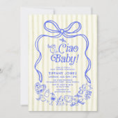 チャオベビーブルーイエローレイタリアンモンズベビーシャワーI 招待状 (正面)