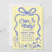 チャオベビーブルーイエローレモンイタリアンベビーシャワー 招待状 (正面)