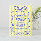 チャオベビーブルーイエローレモンイタリアンベビーシャワー 招待状 (スタンド正面)