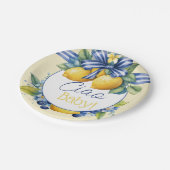 チャオベビーブルーボウタイルレモンベビーシャワー ペーパープレート (アングル)