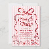 チャオベビーレッドお洒落レイタリアンモンズベビーシャワー 招待状 (正面)
