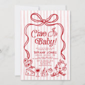 チャオベビーレッドお洒落レイタリアンモンズベビーシャワー 招待状 (正面)