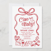 チャオベビーレッドお洒落レイタリアンモンズベビーシャワー 招待状 (正面)