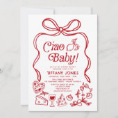 チャオベビーレッドお洒落レイタリアンモンズベビーシャワー 招待状 (正面)