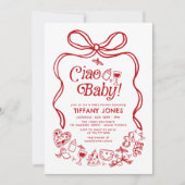 チャオベビーレッドお洒落レイタリアンモンズベビーシャワー 招待状 (正面)