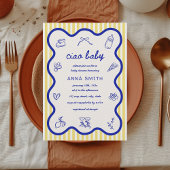 チャオベビーレモイタリアンンハンドドロー赤ちゃんシャワー 招待状