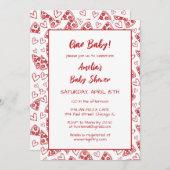 チャオベビー!ピザイタリアンパーティー赤ベビーシャワー 招待状 (正面/裏面)