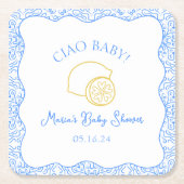 チャオベビー!レモンブルーベビーイタリアンシャワー スクエアペーパーコースター (正面)