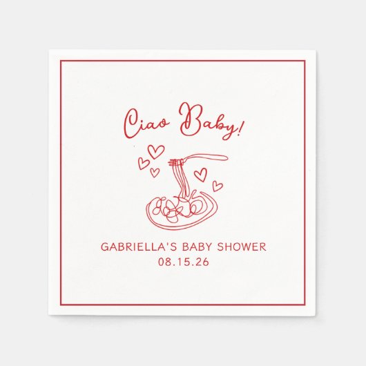 チャオベビー!手引きパスタベビーイタリアンシャワー スタンダードカクテルナプキン (正面)
