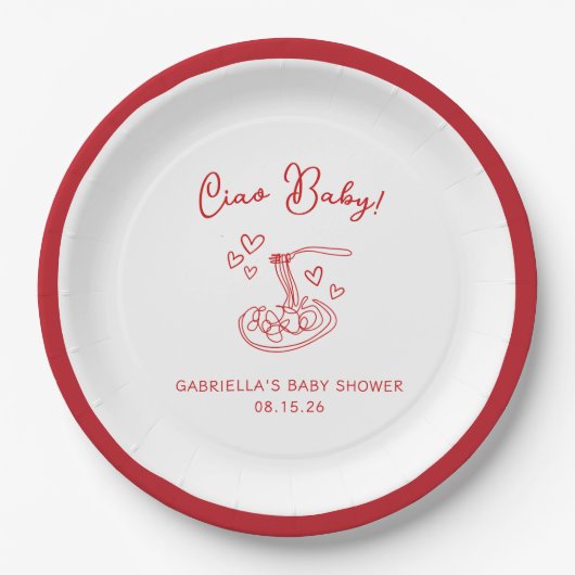 チャオベビー!手引きパスタベビーイタリアンシャワー ペーパープレート (正面)
