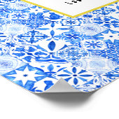 チャオベビー、青いタイルとレモンのベビーウェルカムサイン ポスター (角)