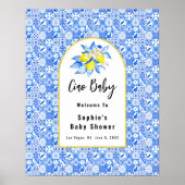 チャオベビー、青いタイルとレモンのベビーウェルカムサイン ポスター (正面)