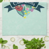 チャオベラかわいいフローラハートと熱帯花 キッチンタオル (折り畳み)