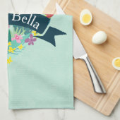 チャオベラかわいいフローラハートと熱帯花 キッチンタオル (四つ折り)