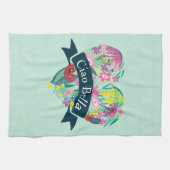 チャオベラかわいいフローラハートと熱帯花 キッチンタオル (横)